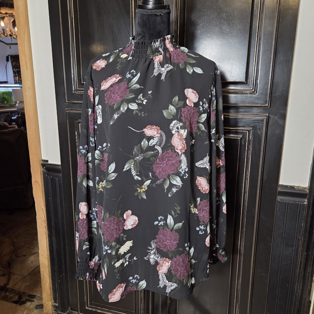 Torrid 2 (2x) Sheer Skull, Snake, Flowers Top, Gothic, Dark Romantic, Witchy